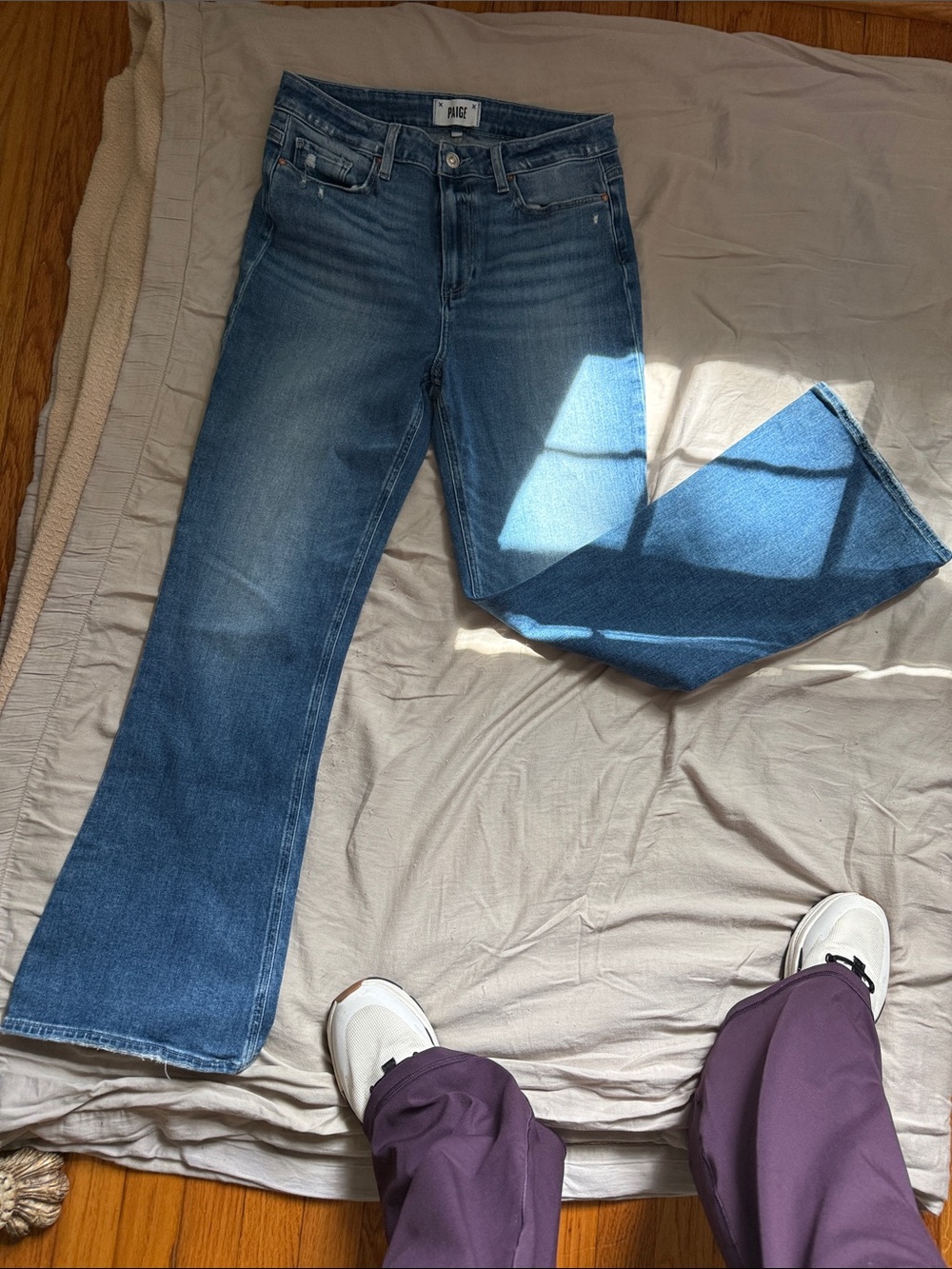 PAIGE High Rise Laurel Canyon Medium Blue Flare Jeans